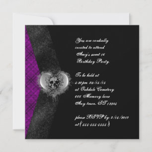 Pset and Skull Gothic Sweet 16 Birthday Invites Kaart