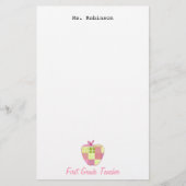 Pset Apple First Grade Teacher Briefpapier (Voorkant)