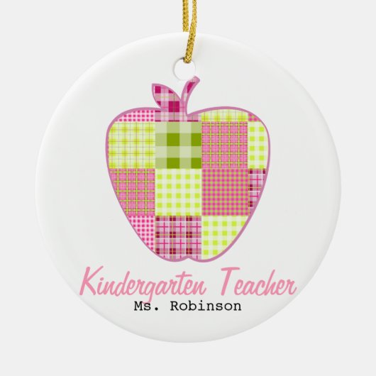 Pset Apple Kindergarten Leraar Keramisch Ornament (Voorkant)