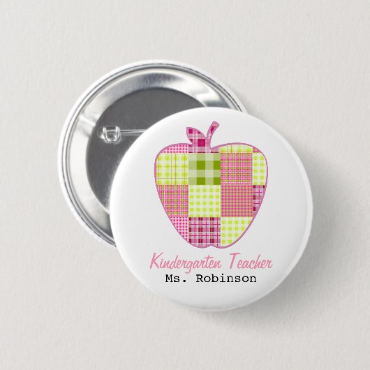 Pset Apple Kindergarten Leraar Ronde Button 5,7 Cm (Voorkant /achterkant)