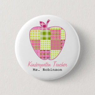 Pset Apple Kindergarten Leraar Ronde Button 5,7 Cm