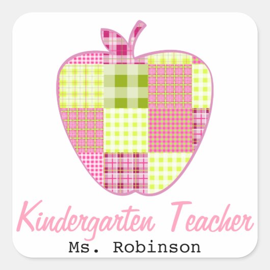 Pset Apple Kindergarten Leraar Vierkante Sticker (Voorkant)