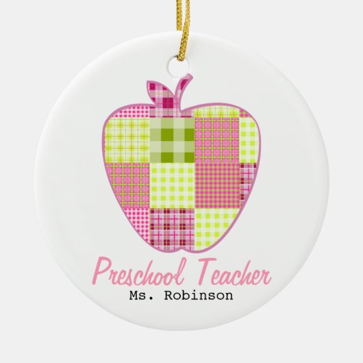Pset Apple Preschool leraar Keramisch Ornament (Voorkant)