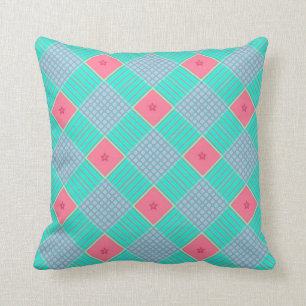 Pset Aqua, Lavender, Roze met Stars Pillow Kussen