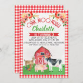 Pset Barnyard Floral Birthday Invitation Kaart (Voorkant / Achterkant)