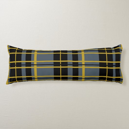 Pset Black Grey Gold Striped Body Pillow Lichaamskussen (Voorkant)