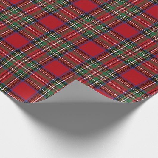 Pset Black Red Tartan Rustic Clan Stewart Cadeaupapier (Hoek)