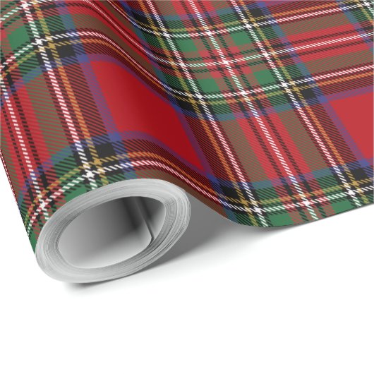 Pset Black Red Tartan Rustic Clan Stewart Cadeaupapier (Rol Hoek)