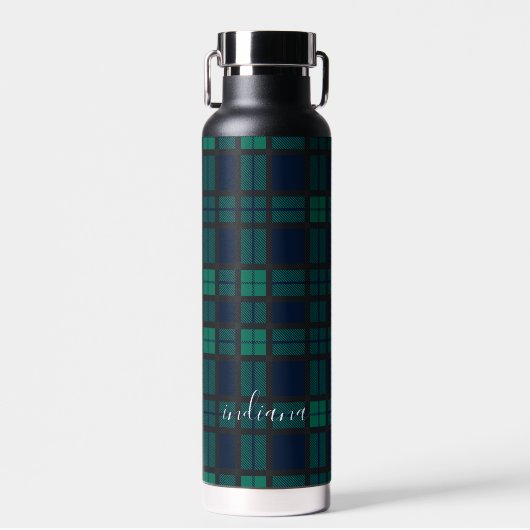 Pset Black Watch Blue Black Pattern Waterfles (Voorkant)