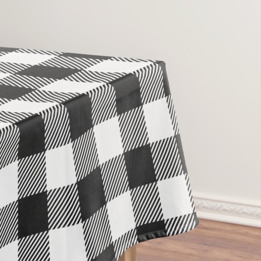 Pset Black White Gingham Checkered Rustic Tafelkleed (Voorbeeld)