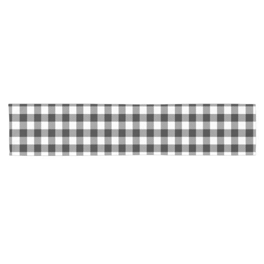Pset Black White Gingham Rustic Korte Tafelloper (Horizontaal)