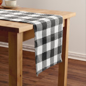 Pset Black White Gingham Rustic Korte Tafelloper (Voorbeeld)