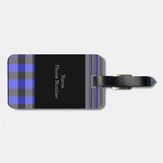 Pset Blue Black Grey Stripes and Marks Bagagelabel (Achterkant horizontaal)