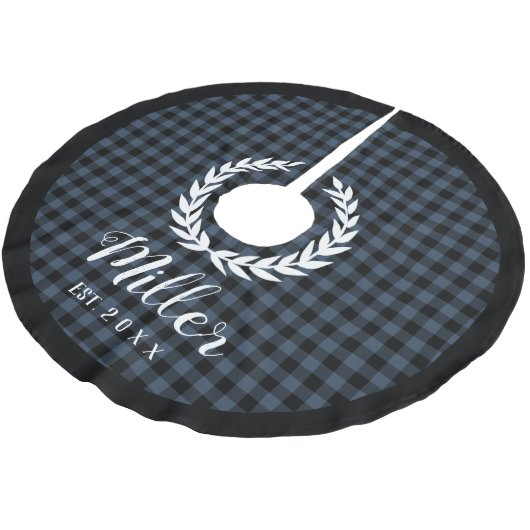 Pset Blue Holiday Name + Jaar van Kerstmis Kerstboom Rok (Gekanteld)