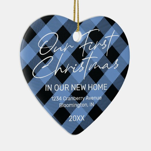 Pset Blue New Home Eerste Kerstmis Keramisch Ornament (Rechts)