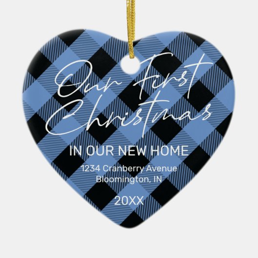 Pset Blue New Home Eerste Kerstmis Keramisch Ornament (Voorkant)