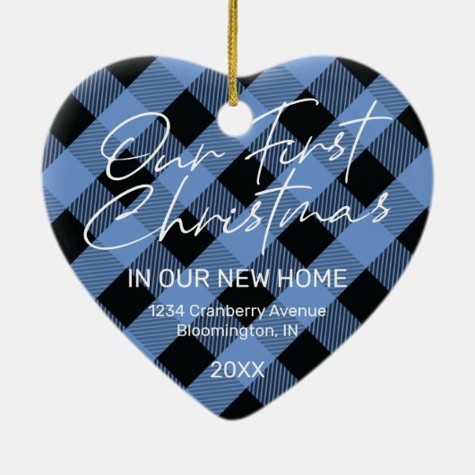 Pset Blue New Home Eerste Kerstmis Keramisch Ornament (Achterkant)
