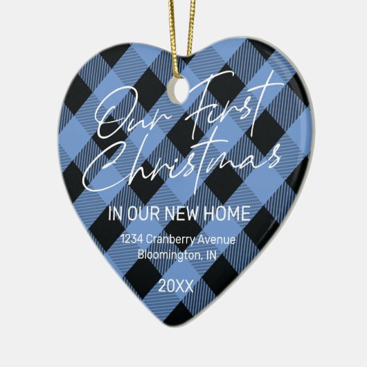 Pset Blue New Home Eerste Kerstmis Keramisch Ornament (Links)