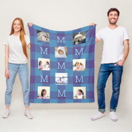 Pset Blue Paars Cool Monogram 8 Foto Fleece Deken