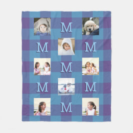 Pset Blue Paars Cool Monogram 8 Foto Fleece Deken