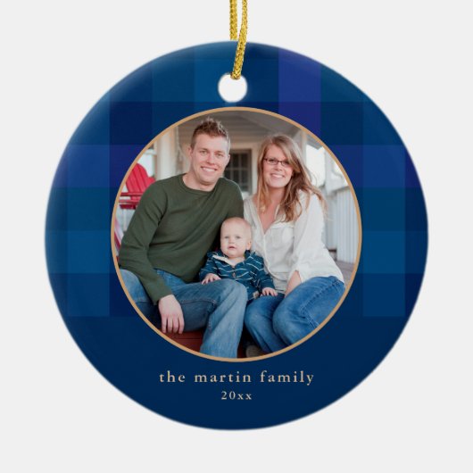 Pset Blue Photo met kerstmis Keramisch Ornament (Voorkant)