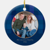 Pset Blue Photo met kerstmis Keramisch Ornament (Achterkant)