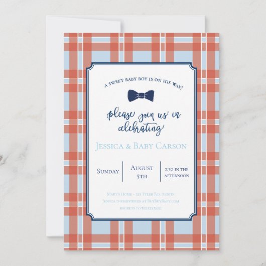 Pset Bow Stropdas Baby Boy Shower Uitnodiging (Voorkant)