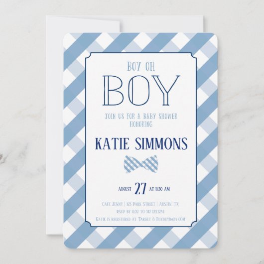 Pset Bow Stropdas Southern Baby Shower Kaart (Voorkant)