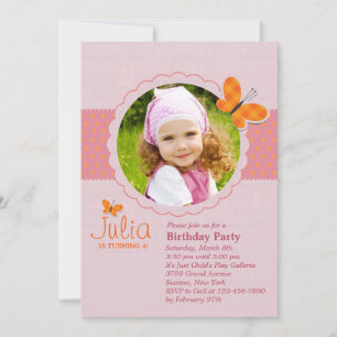 Pset Butterfly Foto Birthday Party Invitation Kaart