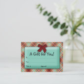 Pset Cadeaubon Holiday Bow Red Blauwgroen Kortingskaartje (Staand voorkant)