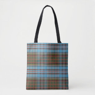 Pset Clan Anderson Tartan Blauwgroen grijze cheque Tote Bag