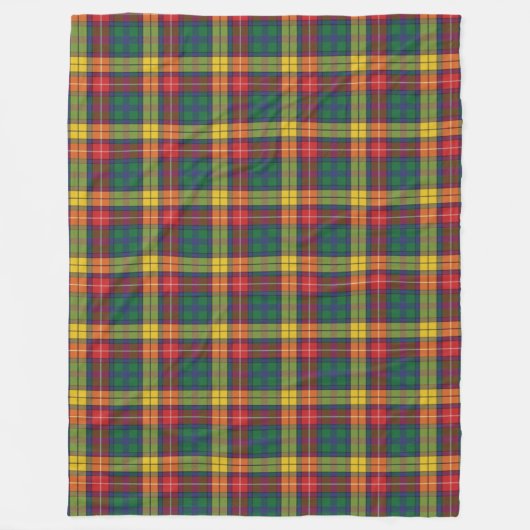 Pset Clan Buchanan Tartan Red Yellow Green check Fleece Deken (Voorkant)