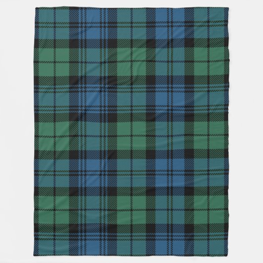 Pset Clan Campbell Tartan Green Blue Black Check Fleece Deken (Voorkant)