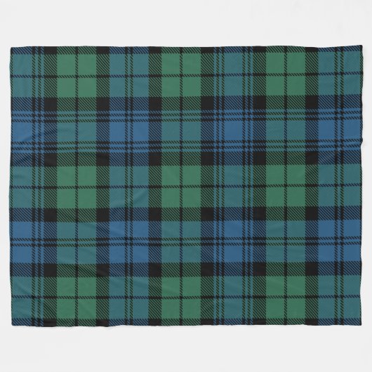 Pset Clan Campbell Tartan Green Blue Black Check Fleece Deken (Voorkant (Horizontaal))