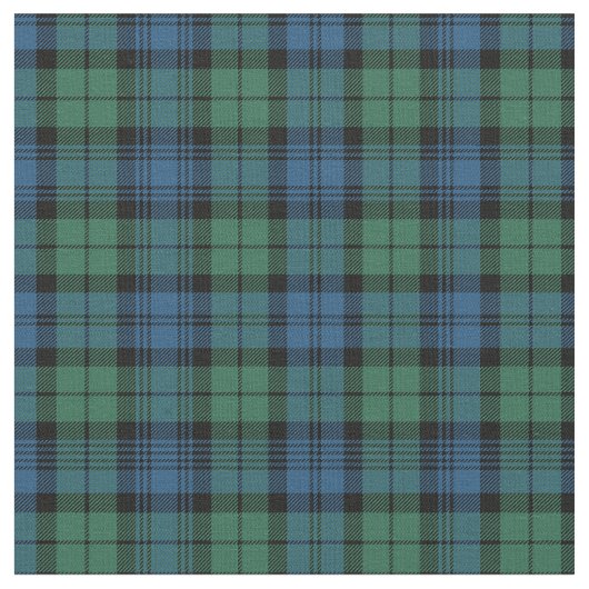 Pset Clan Campbell Tartan Green Blue Check Stof (Close Up)