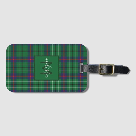Pset Clan Duncan Tartan Gepersonaliseerd Monogram Bagagelabel (Voorkant (horizontaal))
