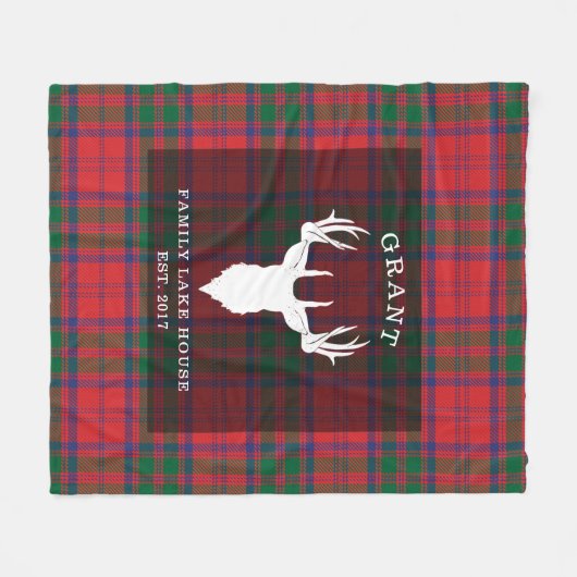 Pset Clan Grant Tartan Family Lake House Fleece Deken (Voorkant (Horizontaal))