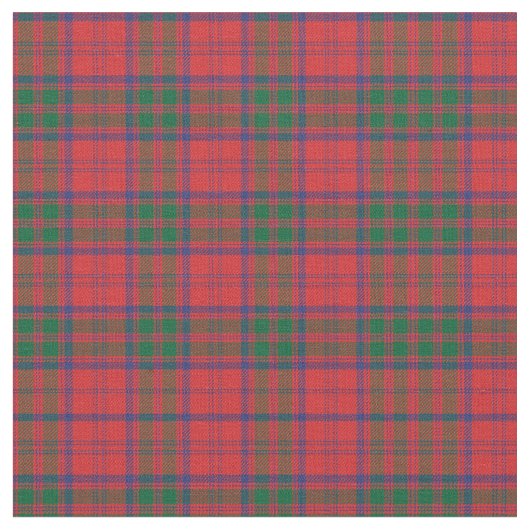 Pset Clan Grant Tartan Green Red Blue Check Stof (Close Up)