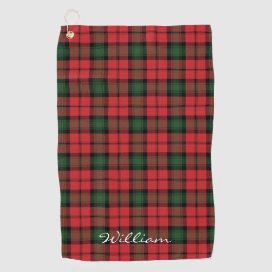 Pset Clan Kerr Red Green Black Tartan personaliser Golfhanddoek (Voorkant)