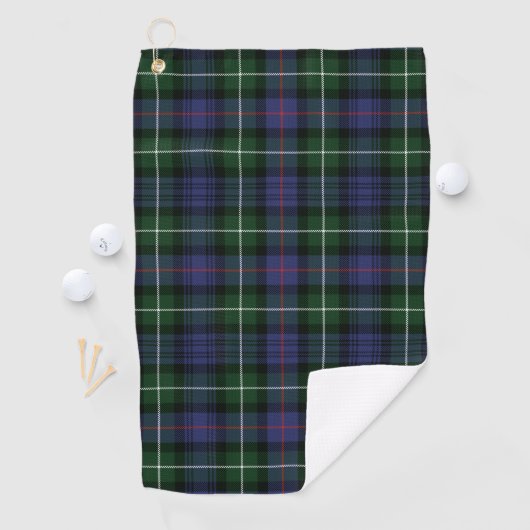 Pset Clan MacKenzie Green Paars Check Tartan Golfhanddoek (Insitu)