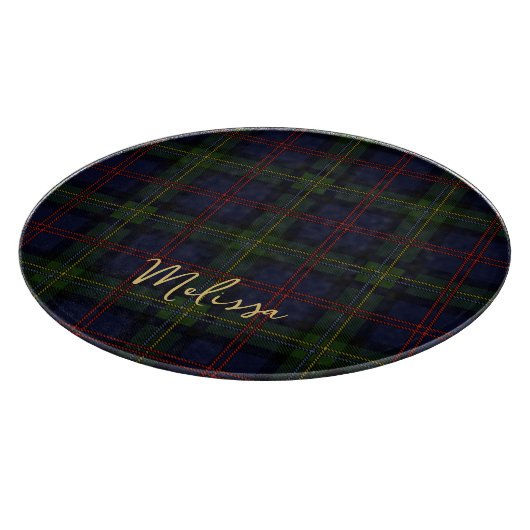 Pset Clan Malcolm Green Paars Script Tartan Snijplank (Hoek)