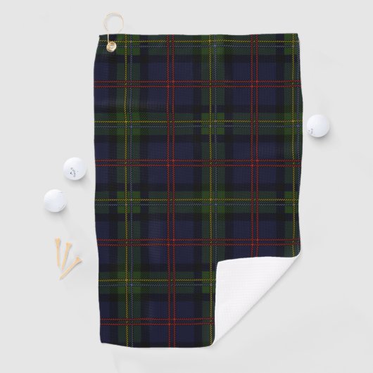 Pset Clan Malcolm Paars Green Black Check Tartan Golfhanddoek (Insitu)