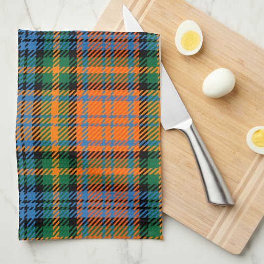 Pset Clan Murray Oranje Blue Green Check Tartan Theedoek (Quarter Fold)