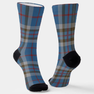 Pset Clan Thompson Blue Gray Tartan Sokken