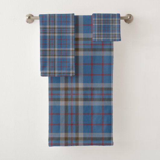 Pset Clan Thompson Gray Blue Check Tartan Bad Handdoek (Insitu)