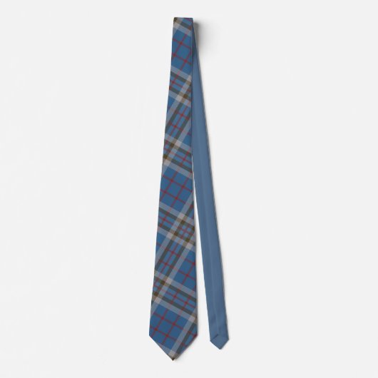 Pset Clan Thompson Gray Blue Check Tartan Stropdas (Voorkant)