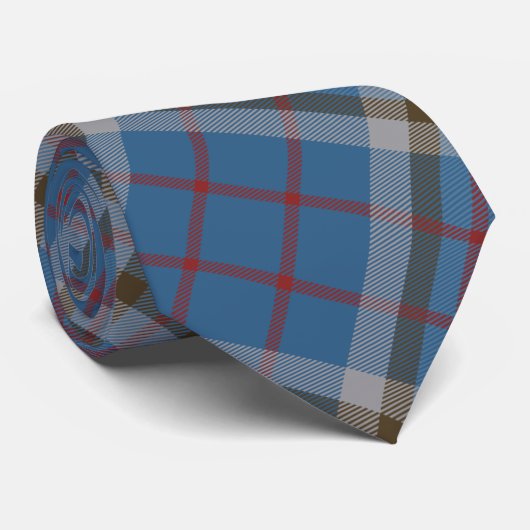 Pset Clan Thompson Gray Blue Check Tartan Stropdas (Opgerold)