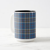 Pset Clan Thompson Tartan Blue Gray Check Tweekleurige Koffiemok (Voorkant links)