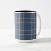 Pset Clan Thompson Tartan Blue Gray Check Tweekleurige Koffiemok (Voorkant rechts)