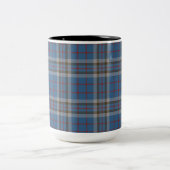 Pset Clan Thompson Tartan Blue Gray Check Tweekleurige Koffiemok (Center)